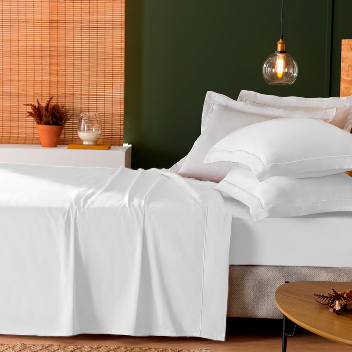 Jogo de Cama Treccenti Percal 300 fios Branco - Queen