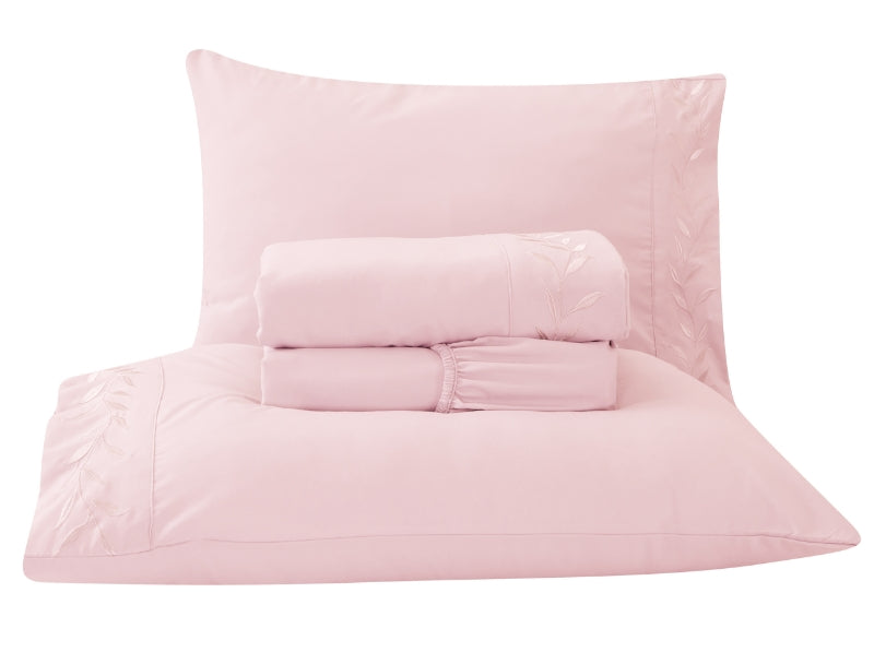 Jogo de Cama Basicasa Bordado Rosa - Queen