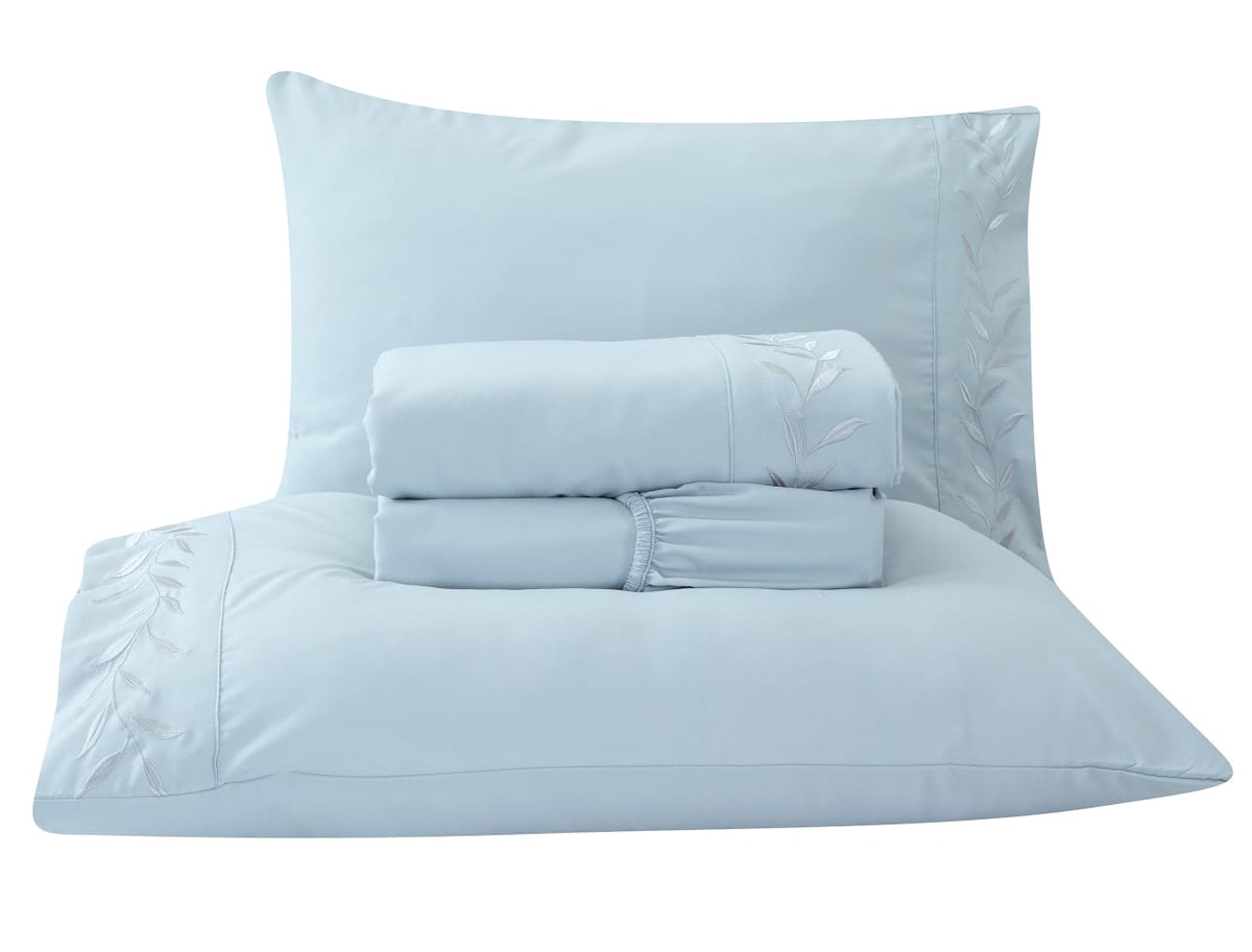 Jogo de Cama Basicasa Bordado Azul - Queen