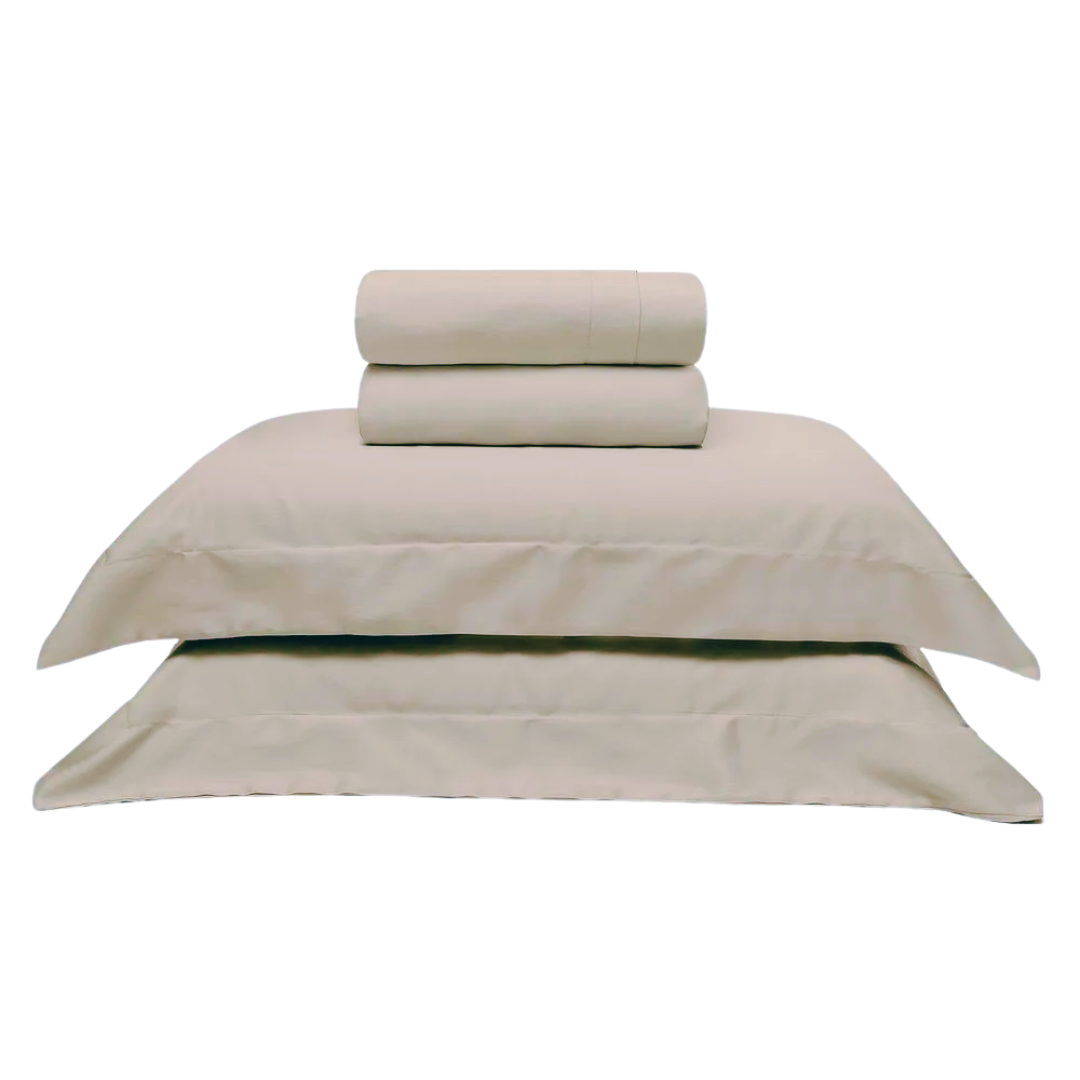 Jogo de Cama 300 Fios Cetim Bege - Queen