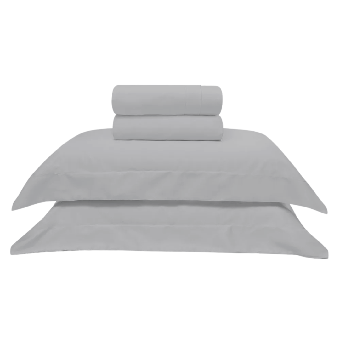 Jogo de Cama 300 Fios Cetim Cinza - Casal