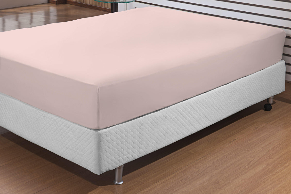 Lençol com Elástico 180 fios Basicasa Rosa - Casal