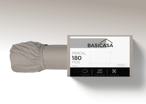 Lençol com Elástico 180 fios Basicasa Bege - Casal